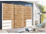 Schwebetürenschrank WIMEX "Level by fresh to go", weiß (weiß, plankeneichefarben), B:300cm H:236cm T:65cm, Schränke, Schwebetürenschrank
