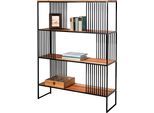 Regal GUTMANN FACTORY "Porto", schwarz (schwarz, natur), B:115cm H:150cm T:35cm, Metall, Massivholz, Regale, im Industrial Design