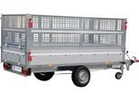 PKW-Anhänger STEMA "BASIC SH 1300-25-13", silber (silberfarben), KFZ-Anhänger, inkl. Gitteraufsatz und Flachplane