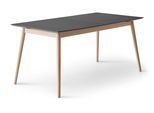 Esstisch HAMMEL FURNITURE "Meza Designtisch mit Auszugsfunktion und 2 Einlegeplatten", schwarz (schwarz, naturfarben), B:210cm H:73,5cm T:100cm, Tischplatte: Schwarzes nanobehandeltes Fenix-Laminat (schwarzer Rand), Gestell: Weiß pigmentiertes Eiche;Mit nanobehandeltem Laminat, einer matten, seidigen Oberfläche, die Fingerabdrücke abweist und langlebig und hygienisch ist;Mit nanobehandeltem Lamina