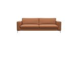 3-Sitzer FLEXLUX "Fiore, super Sitzkomfort durch Kaltschaum im Sitz", braun (modern cogna), B:229cm H:85cm T:92cm, 100% Echteder, Sofas, breite Armlehnen, Füße Alu