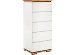 Kommode MCA FURNITURE "Chiaro", weiß (weiß matt), B:51cm H:115cm T:40cm, MDF, Massivholz, Sideboards, Schubladenkommode, Breite ca. 51 cm