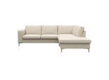 Ecksofa FLEXLUX "Fiore, L-Form", weiß (warm weiß), B:241cm H:85cm T:225cm, 100% Echteder, Sofas, Ecksofa, breite Armlehnen, Füße Alu/Eiche, B/T 241/225 cm, Kaltschaum im Sitz
