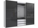 Schwebetürenschrank WIMEX "Magic by fresh to go", weiß (weiß, außentüren grauglas), B:300cm H:216cm T:65cm, Schränke, Schwebetürenschrank, tolles EXTRA: mit drehbarem TV-Element, Fronten aus Glas