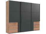 Schwebetürenschrank WIMEX "Level by fresh to go", grau (plankeneichefarben, graphit), B:300cm H:236cm T:65cm, Schränke, Schwebetürenschrank