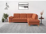 Ecksofa SIT & MORE "Westham L-Form", orange (terra), B:261cm H:88cm T:179cm, 90% Polyester 10%Polyamid, Sofas, Ecksofa, mit Ottomane, mit oder ohne Bettfunktion, Bettkasten, Verstellung