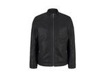 TOM TAILOR Herren Bikerjacke aus Kunstleder, schwarz, Uni, Gr. M