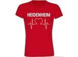 multifanshop Damen T-Shirt - Heidenheim - Herzschlag - Druck weiß - Frauen