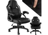 tectake® Bürostuhl, ergonomische Form, Kunstlederbezug mit Mesh-Gewebe, stufenlos höhenverstellbar