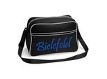 multifanshop Retrotasche - Bielefeld - Schriftzug - Druck blau - Tasche