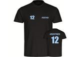 multifanshop Kinder T-Shirt - Argentinien - Trikot Nummer 12 - Druck hellblau - Kind
