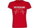 multifanshop Damen T-Shirt - Deutschland - Herzschlag - Druck weiß - Frauen