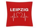 multifanshop Kissenbezug - Leipzig - Herzschlag - Druck weiß - Kissen
