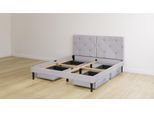 Emma Classic Polsterbett - 200x200 cm - Hellgrau - Gesteppt Kopfteil - 4 Schubladen