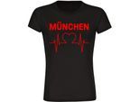 multifanshop Damen T-Shirt - München rot - Herzschlag - Druck rot - Frauen