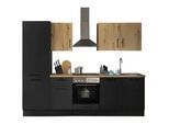 Küchenzeile BASIC BY BALCULINA "Turin", schwarz (küche: schwarz, korpus: schwarz matt woodprint, arbeitsplatte: artisan eichefarben), B:270cm H:211cm T:60cm, Komplettküchen-Sets, Küchenzeile, Breite 270 cm, wahlweise mit E-Geräten