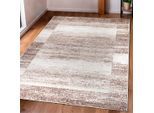 Teppich MY HOME "Beldre" Gr. 4, beige (sand), B:160cm H:9mm L:230cm, Kunstfaser, Teppiche, Teppich, mit besonders weichem Flor, Kurzflor, modernes Design, mit Bordüre