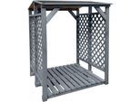 Kaminholzregal PROMADINO, grau, B:120cm H:148cm T:118cm, Holz, Metall, Kaminholzlager, Kaminholzregal, besonders robust, bietet genügend Stauraum für 3 Reihen Holzscheite