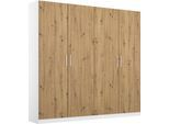 Drehtürenschrank RAUCH "Kleiderschrank Schrank Garderobe Wäscheschrank COSMO", weiß (alpinweiß, eiche artisan), B:181cm H:197cm T:54cm, Holzwerkstoff, Schränke, Drehtürenschrank, mit zusätzlichen Einlegeböden, Metallgriffe in Weiß MADE IN GERMANY