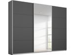 Schwebetürenschrank RAUCH "Kleiderschrank Schrank Garderobe Wäscheschrank TOMA", grau (graumetallic), B:271cm H:210cm T:62cm, Holzwerkstoff, Schränke, Schwebetürenschrank, inkl. Regaleinsatz sowie zusätzlichen Einlegeböden MADE IN GERMANY