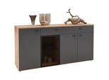 Valnatura Sideboard , Graphitfarben, Wildeiche , Metall , Wildeiche , massiv , 3 Fächer , 1 Schubladen , 181.9x89.5x45.2 cm , Goldenes M , erweiterbar, Typenauswahl, umfangreiches Zubehör erhältlich , Wohnzimmer, Wohnwände, Wohnwand-Serien
