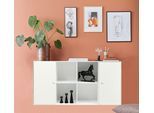 Sideboard HAMMEL FURNITURE "Mistral Kubus", weiß, B:136cm H:69cm T:32,5cm, Holzwerkstoff, Massivholz, Sideboards, Sideboard, mit Türen, Wandmontage/stehend, Breite: 136 cm