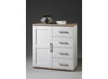 Kommode HBZ "Romance im Landhaustil, BxHxT 93x99x45 cm", braun (sibiu lärche), B:93cm H:99cm T:45cm, Holzwerkstoff, Sideboards, Kommode, Schrank mit 1 Tür, 4 Schubkästen und 2 Einlegeböden