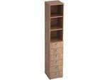 Venda Regal , Nussbaumfarben , Holzwerkstoff , 2 Fächer , 6 Schubladen , 40x215.6x42 cm , DIN EN ISO 14001 , Beimöbel erhältlich, in verschiedenen Holzarten erhältlich , Wohnzimmer, Regale, Bücherregale