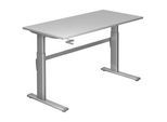 Venda Schreibtisch , Grau, Silberfarben , Metall, Holzwerkstoff , rechteckig , C-Form , 80x72-119x160 cm , DIN EN ISO 14001, DIN EN ISO 9001, FSC Mix , höhenverstellbar , Büromöbel, Schreibtische, Höhenverstellbare Schreibtische