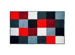 Grund Badteppich , Rot, Schwarz, Weiß , Textil , Karo , rechteckig , 80x140 cm , Oeko-Tex® Standard 100, Made in Europe , für Fußbodenheizung geeignet, rutschfest , Heimtextilien, Badtextilien, Badematten