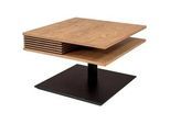 Novel Couchtisch , Schwarz, Wildeiche , Holz, Metall, Holzwerkstoff , Wildeiche , furniert , quadratisch , Säule, Bodenplatte , 70x49-67x70 cm , Stauraum, höhenverstellbar , Wohnzimmer, Wohnzimmertische, Couchtische, Höhenverstellbare Couchtische