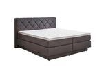 Boxxx Boxspringbett , Anthrazit , Textil , H2 + H3 , 7-Zonen , Höhe ca. 18 cm , 180x200 cm , Oeko-Tex® Standard 100 , Bettkasten, Topper durchgehend, Wendematratze mit unterschiedlichen Härtegraden , Schlafzimmer, Betten, Boxspringbetten