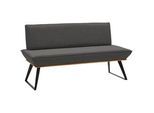 Voleo Sitzbank , Schwarz, Eichefarben, Dunkelgrau , Holz, Metall, Textil , Eiche , massiv , Uni , 180x87x64 cm , Stoffauswahl, mit Rückenlehne , Esszimmer, Bänke, Sitzbänke, Polsterbänke