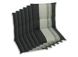 Xxxl Sesselauflagenset , Anthrazit , Textil , 6-teilig , Schriftzug , Füllung: Schaumstoff, Vlies , 50x7x100 cm , Oeko-Tex® Standard 100 , pflegeleicht, hochwertige Qualität, langlebig, für den Außenbereich geeignet, mittels Bändern zu befestigen, mittels Gurtband zu befestigen , Gartenmöbel, Gartenpolster & Auflagen, Sesselauflagen