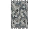 Novel Webteppich , Blau, Grau , Textil , Struktur , rechteckig , 133x190 cm , pflegeleicht , Teppiche und Böden, Teppiche, Webteppiche