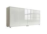 Mid.you Sideboard , Weiß, Weiß Hochglanz , Holzwerkstoff , 3 Fächer , 4 Schubladen , 158x73x33 cm , erweiterbar, stehend , Kleinmöbel, Kommoden, Sideboards