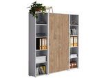 Mid.you Aktenschrank , Grau, Eichefarben , Holzwerkstoff , 12 Fächer , 173x186x33 cm , Made in Germany , erweiterbar, abschließbar , Büromöbel, Büroschränke, Aktenschränke