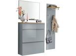 Xxxl Garderobe , Grau , Holz, Glas, Holzwerkstoff , 4-teilig , Balkeneiche , furniert , 1 Fächer , 136x195x40 cm , Goldenes M, Made in Germany, DGM-Klimapakt , Garderobe, Garderoben-Sets & Garderoben-Serien