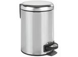 Wenko Treteimer , Edelstahlfarben , Kunststoff , 3 l , 17x25x22.5 cm , Badaccessoires, Abfalleimer