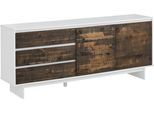 Sideboard HOME AFFAIRE "Morgan", braun (weiß, braun), B:165cm H:68cm T:35cm, Sideboards, Sideboard, Kommode aus massivem Kiefernholz, mit Griffmulden, Breite 165 cm
