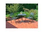 Gardenson Gartenset , Anthrazit, Schwarz , Metall , 3-teilig , 55x88x63 cm , UV-beständig, wetterbeständig, Stühle stapelbar, platzsparend verstaubar , Gartenmöbel, Gartengarnituren