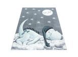 Ben'n'jen Kinderteppich , Blau , Textil , Dinosaurier , rechteckig , 80x150 cm , Oeko-Tex® Standard 100 , für Fußbodenheizung geeignet, schmutzabweisend, für Hausstauballergiker geeignet, lichtunempfindlich, antistatisch, pflegeleicht, strapazierfähig, leicht zusammenrollbar , Teppiche Und Böden, Teppiche, Kinderteppiche