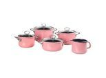 Riess Kochtopfset , Pink , Metall , 5-teilig , 16 cm,20 cm , 1,5 l,3,5 l,6 l,2 l , 28.50x39x48.50 cm , kratzfest, hitzebeständige Griffe, rostfrei, hitzebeständig, geschmacksneutral, leichte Reinigung, nachhaltig , Kochgeschirr, Töpfe, Topfsets