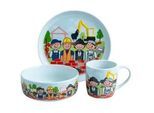 Van Well Kindergeschirrset , Multicolor, Weiß , Keramik , 3-teilig , Personen , lebensmittelecht , Füttern, Kindergeschirr & Kinderbesteck