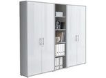 Mid.you Aktenschrank , Grau, Weiß Hochglanz , Holzwerkstoff , 12 Fächer , 212.9x185.6x33 cm , erweiterbar, in verschiedenen Größen erhältlich, abschließbar , Büromöbel, Büroschränke, Aktenschränke