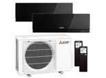 Mitsubishi Multisplit Klimaanlage Set | MSZ-EF | 2,5 kW + 3,5 kW | Black