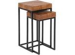 Mid.you Satztisch , Sheeshamfarben , Holz , 2-teilig , Sheesham , massiv , quadratisch , eckig , 30x60x30 cm , Wohnzimmer, Wohnzimmertische, Beistelltische