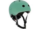 Scoot and Ride Kinderhelm , Dunkelgrün , Kunststoff, Textil , Gr. S-M , RoHS , Magnetverschluss, sehr leicht, stabil, mit LED-Licht, Kinnpolster , Freizeit & Co, Sport & Fitness, Fahrräder, Kinderhelme