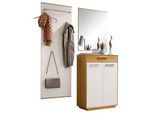Novel Garderobe , Weiß, Eichefarben , Holz, Holzwerkstoff , 3-teilig , Eiche , furniert, massiv , 145x195x37 cm , Goldenes M, Made in Germany, DGM-Klimapakt , Garderobe, Garderoben-Sets & Garderoben-Serien