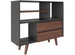 Playboy Regal , Holzwerkstoff , Eiche , vollmassiv , 1 Fächer , 2 Schubladen , 110x97.4x38 cm , Wohnzimmer, Regale, Bücherregale